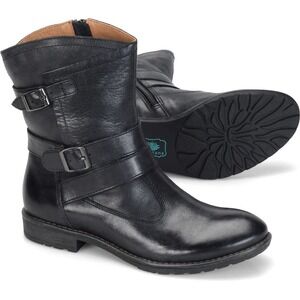 Montana Black Rylan Boot Leather Moto Boots Buckle Detail size 6.5M